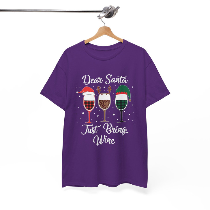 Dear Santa Just Bring Wine Funny Christmas Shirt T-shirt S-5XL
