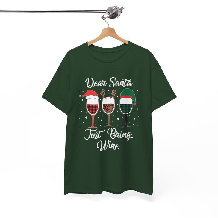 Dear Santa Just Bring Wine Funny Christmas Shirt T-shirt S-5XL