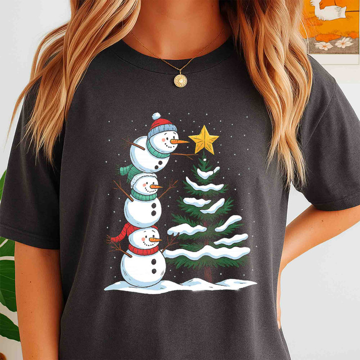 Retro Christmas Snowman Cute Holiday Crewneck Shirt T-shirt S-5XL