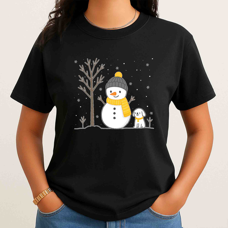 Snowman Christmas Shirt for Women Holiday T-shirt S-5XL
