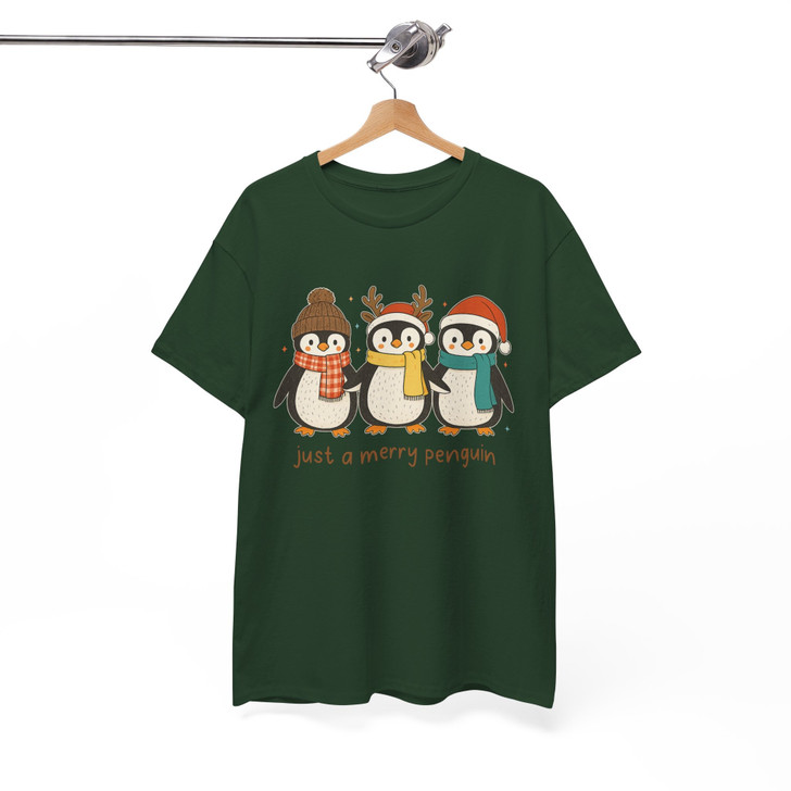 Retro Merry Penguin Christmas Funny Winter Shirt T-shirt S-5XL