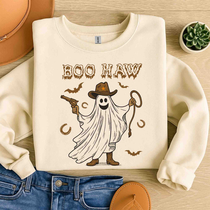 Boo Haw Cowboy Ghost Sweatshirt Adult S-5XL