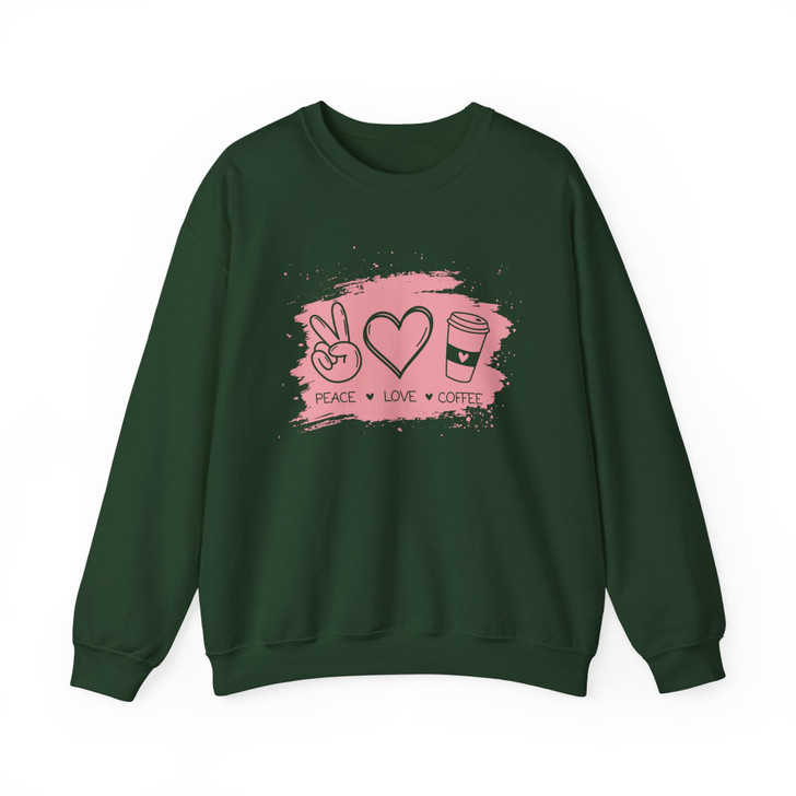 Peace Love Coffee Sweatshirt Adult S-5XL