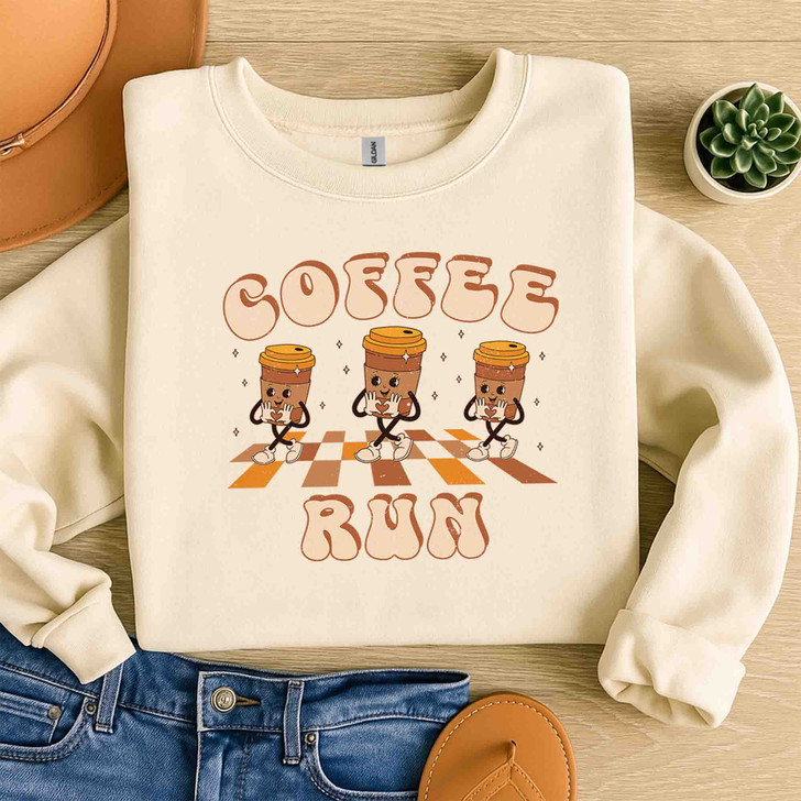 Retro Coffee Run Sweatshirt Adult S-5XL
