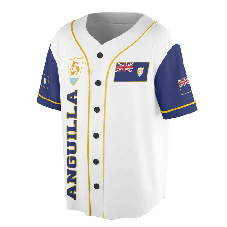 Personalized Name Number Anguilla Flag Coat of Arms Patriotic Baseball Jersey S-5XL