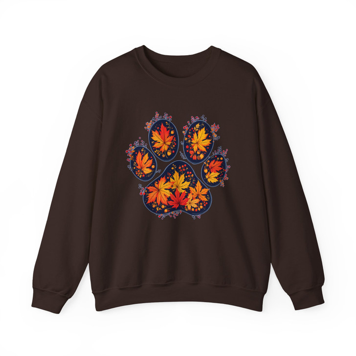 Autumn Leaves Dog Paw Fall Sweatshirt Adult S-5XL
