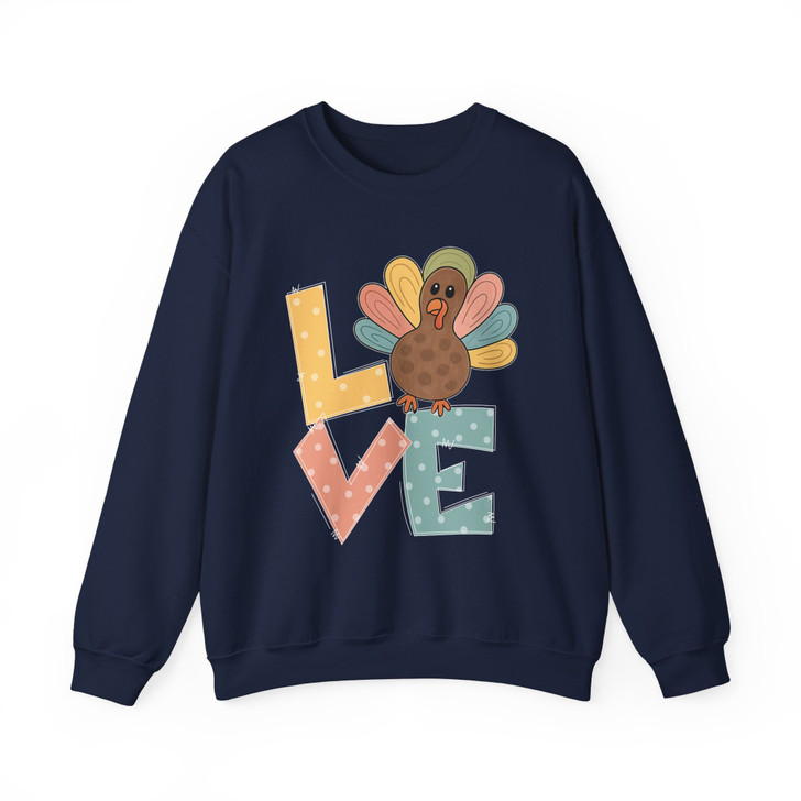 Love Turkey Cute Thanksgiving Sweatshirt Adult S-5XL