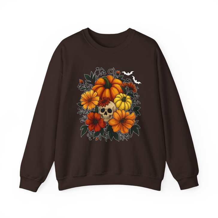 Retro Floral Pumpkin Halloween Sweatshirt Adult S-5XL