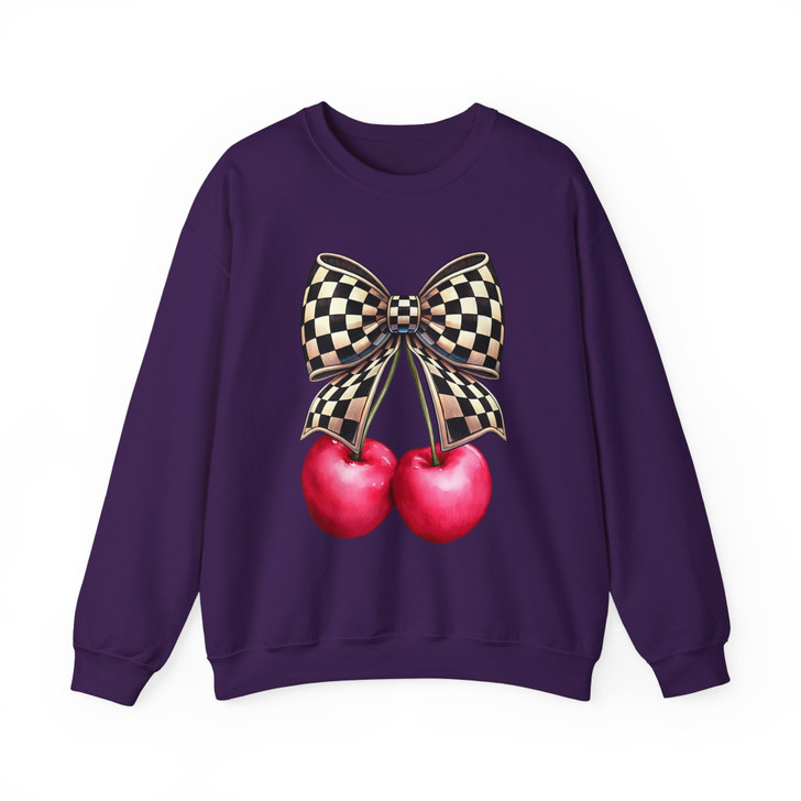 Trendy Checkered Coquette Bow Sweatshirt Adult S-5XL