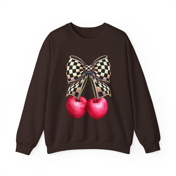 Trendy Checkered Coquette Bow Sweatshirt Adult S-5XL