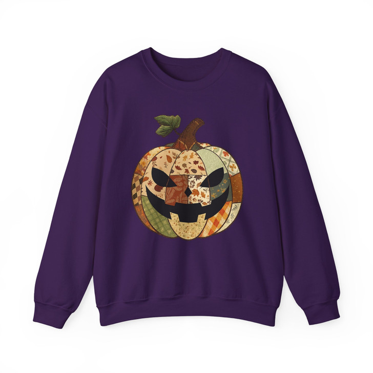 Retro Patchwork Halloween Pumpkin Sweatshirt Adult S-5XL