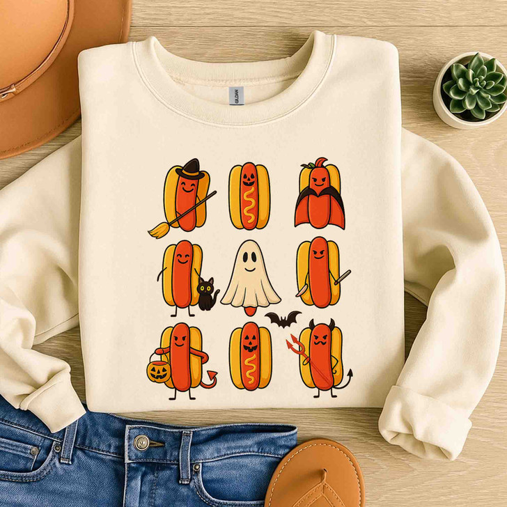 Cute Halloween Ghost Pumpkin Sweatshirt Adult S-5XL