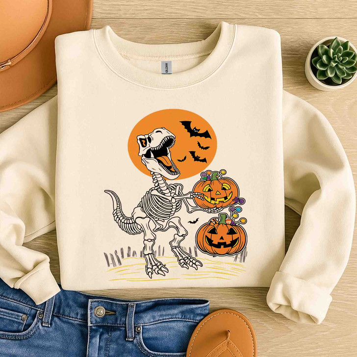 Halloween Cat And Pumpkin Sweatshirt Adult S-5XL