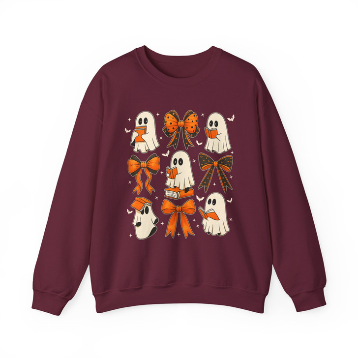 Cute Ghost Bow Halloween Shirt Kawaii Spooky Sweatshirt S-5XL