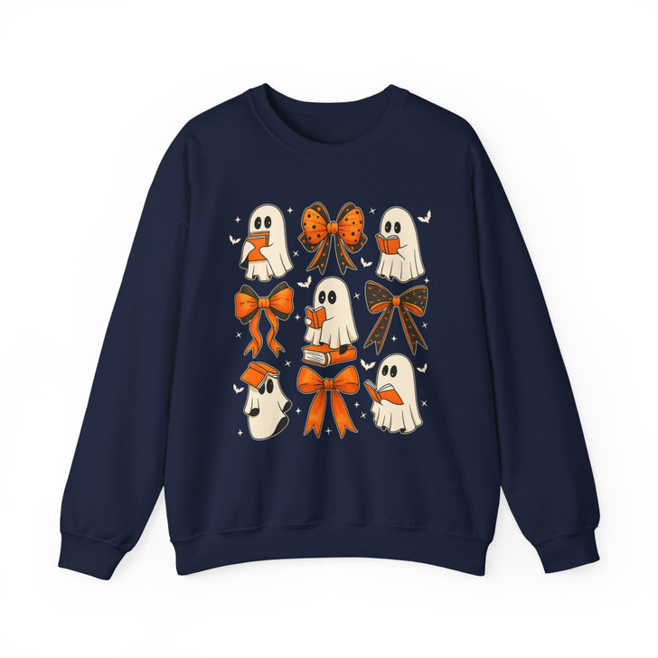 Cute Ghost Bow Halloween Shirt Kawaii Spooky Sweatshirt S-5XL