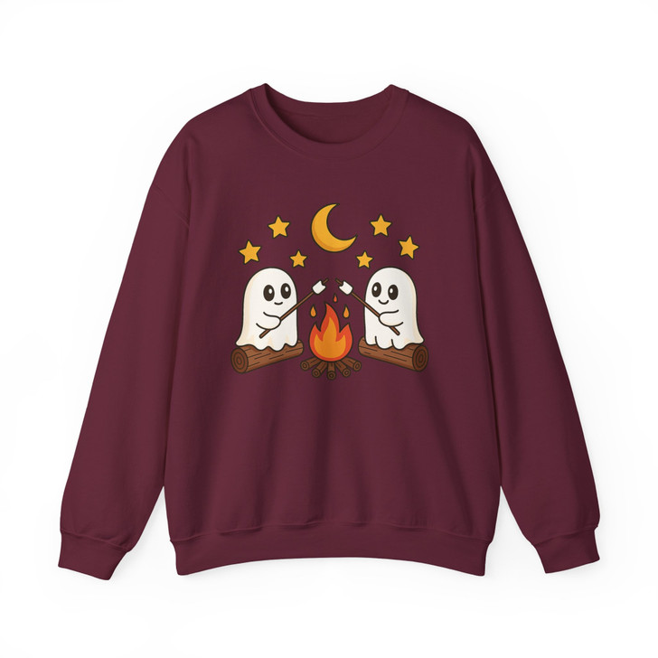 Cute Ghost Campfire Halloween Shirt Cozy Fall Sweatshirt S-5XL