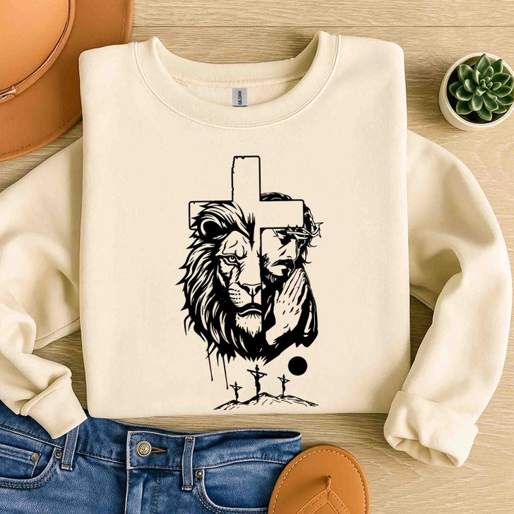 Jesus Cross Vintage Shirt Retro Christian Faith Sweatshirt S-5XL