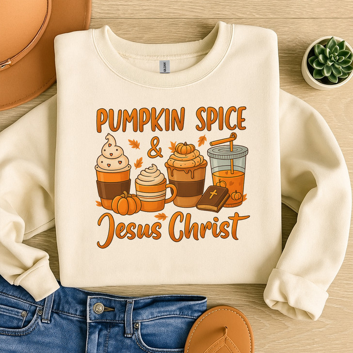 Pumpkin Spice Jesus Christ Shirt Christian Pumpkin Bible Verse Fall Sweatshirt S-5XL