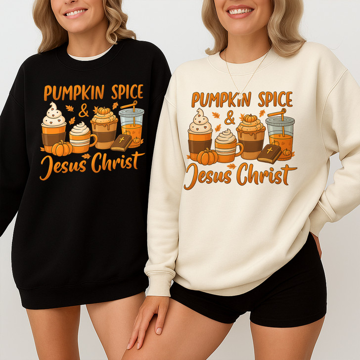 Pumpkin Spice Jesus Christ Shirt Christian Pumpkin Bible Verse Fall Sweatshirt S-5XL