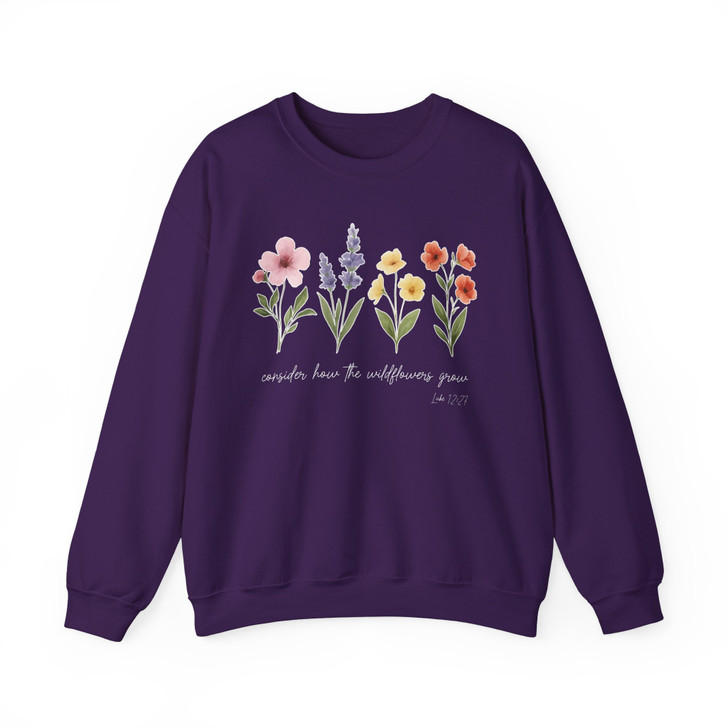 Consider The Wildflowers Shirt Christian Floral Faith Sweatshirt S-5XL