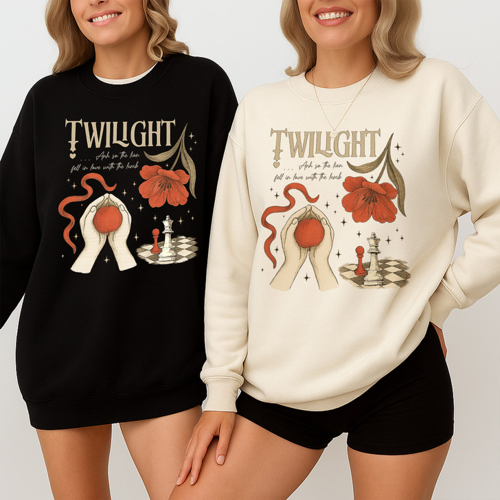 Retro Twilight So The Lion Fell In Love With The Lamb Shirt Sweatshirt S-5XL