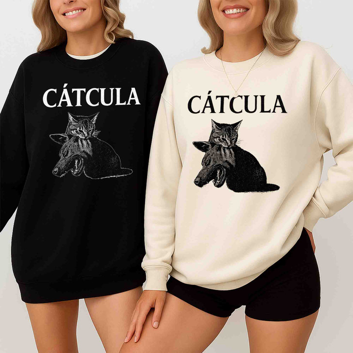 Cat Vampire Shirt Catcula Funny Goth Cat Sweatshirt S-5XL