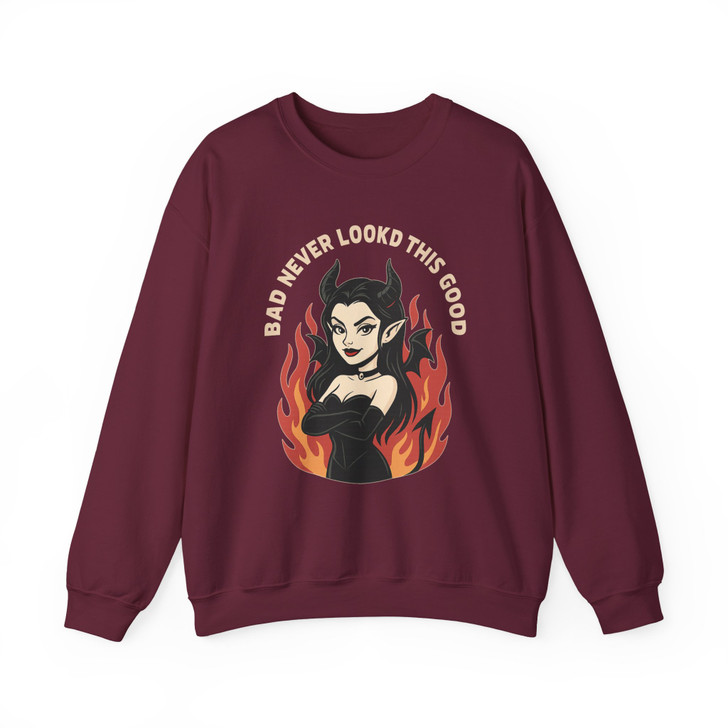 Bad Never Looked This Good Devil Girl Shirt Retro Gothic Sweatshirt S-5XL