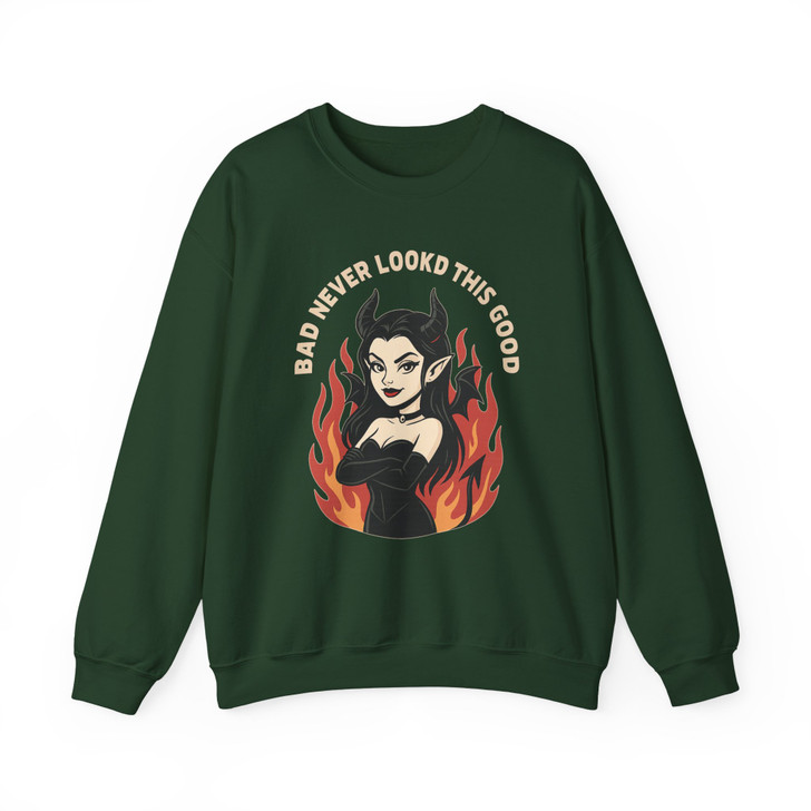 Bad Never Looked This Good Devil Girl Shirt Retro Gothic Sweatshirt S-5XL