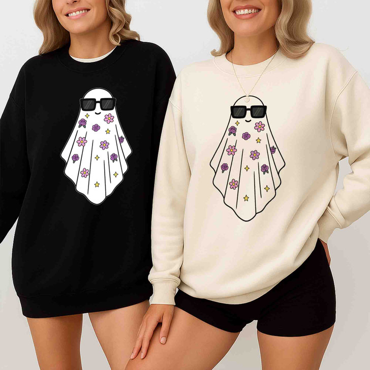 Floral Ghost Spooky Season Halloween Shirt Adult Sweatshirt S-5XL