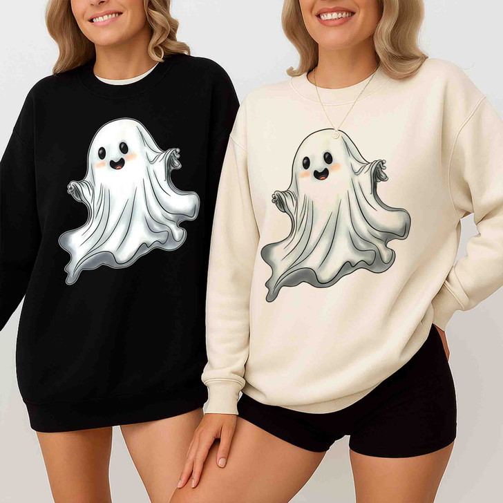 Shimmer Ghost Halloween Shirt Glitter Spooky Adult Sweatshirt S-5XL