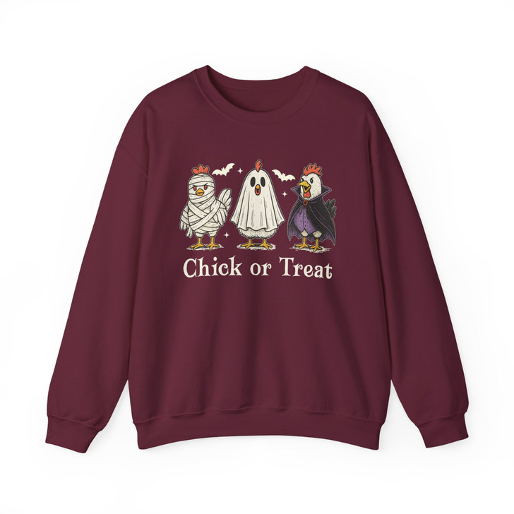 Funny Chicken Chick Or Treat Halloween Adult Sweatshirt S-5XL