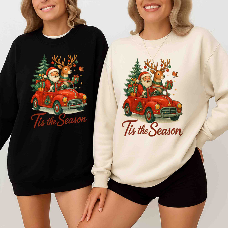 Funny Santa Tis The Season Christmas Sweatshirt Sweatshirt S-5XL
