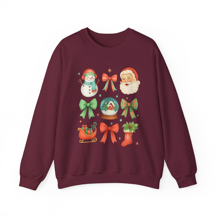 Merry Christmas Cute Santa Holiday Family Xmas Winter Sweatshirt S-5XL