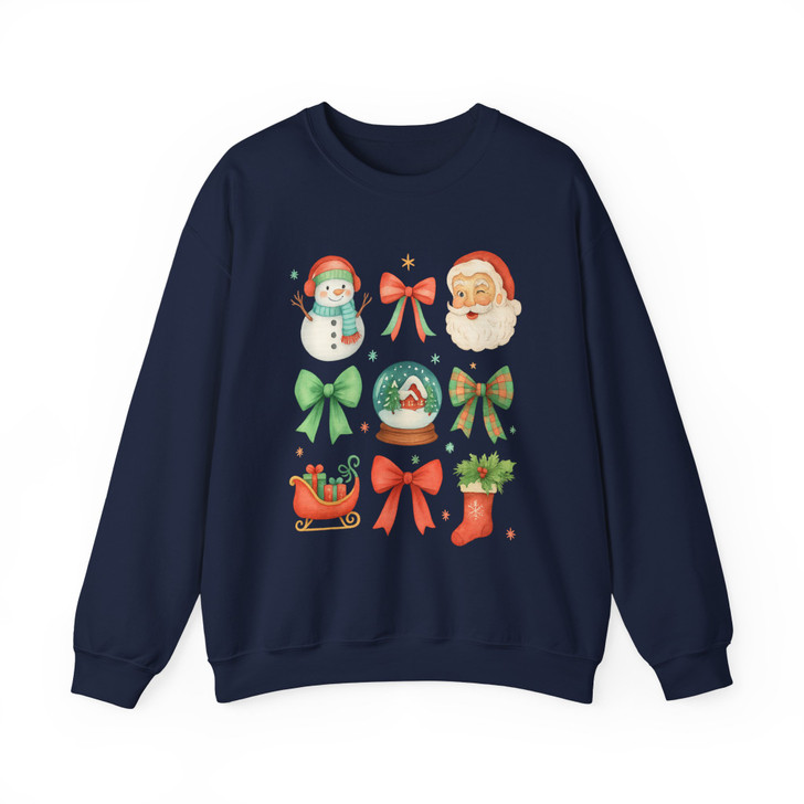 Merry Christmas Cute Santa Holiday Family Xmas Winter Sweatshirt S-5XL