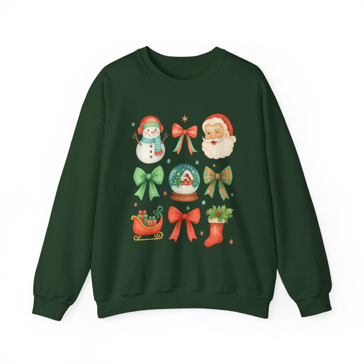 Merry Christmas Cute Santa Holiday Family Xmas Winter Sweatshirt S-5XL
