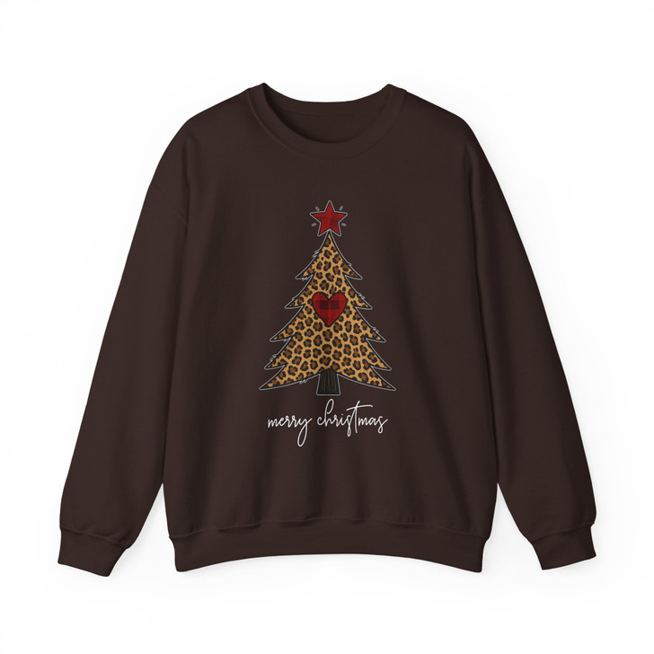 Christmas Tree Leopard Cozy Holiday Festive Sweatshirt S-5XL