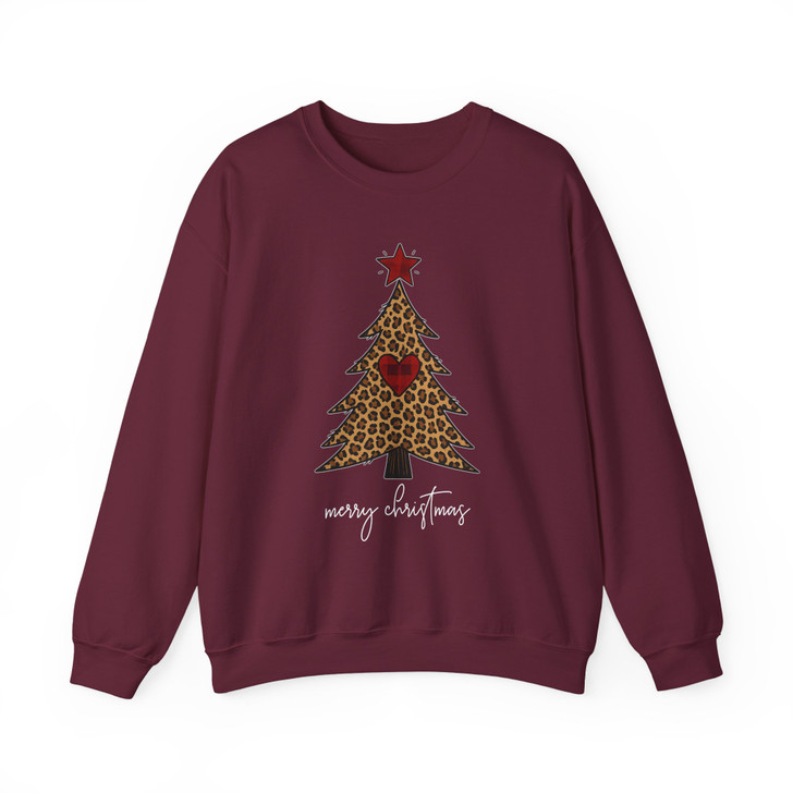 Christmas Tree Leopard Cozy Holiday Festive Sweatshirt S-5XL