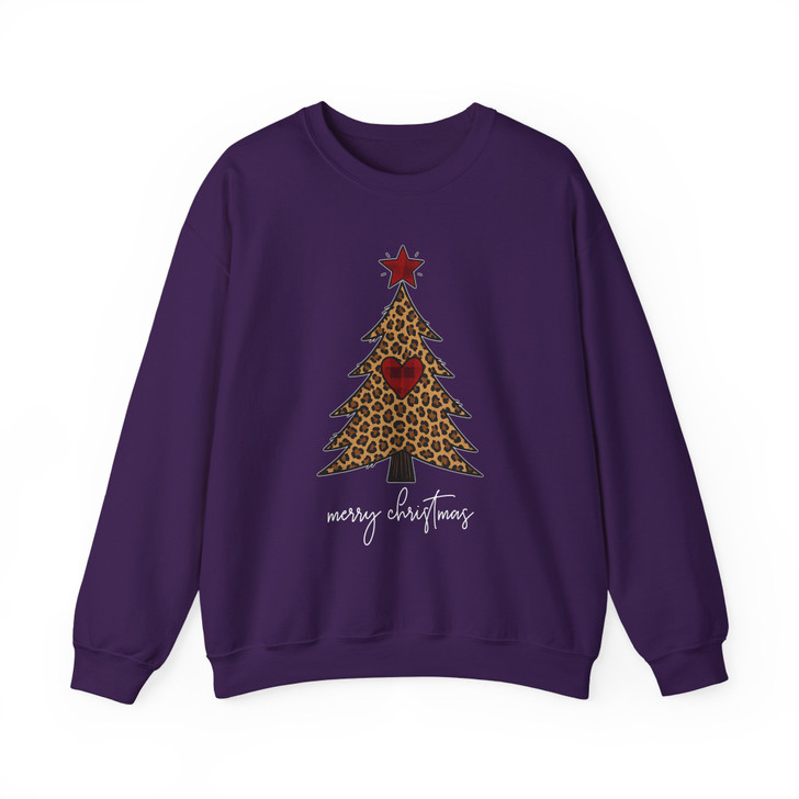 Christmas Tree Leopard Cozy Holiday Festive Sweatshirt S-5XL