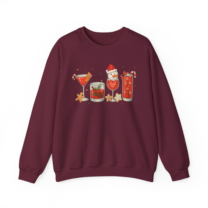 Christmas Cocktails Funny Holiday Party Sweatshirt S-5XL