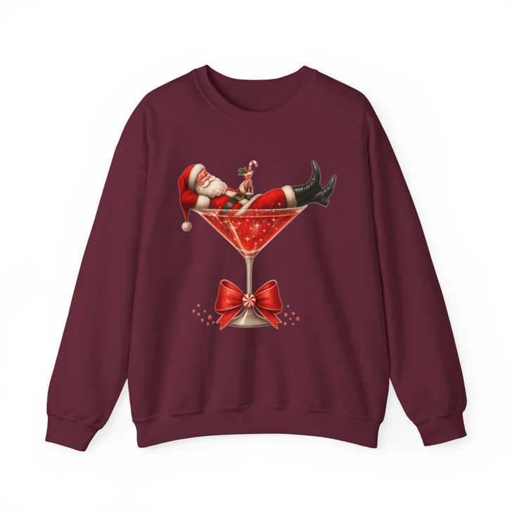 Santa's Hot Mess Funny Christmas Martini Sweatshirt S-5XL