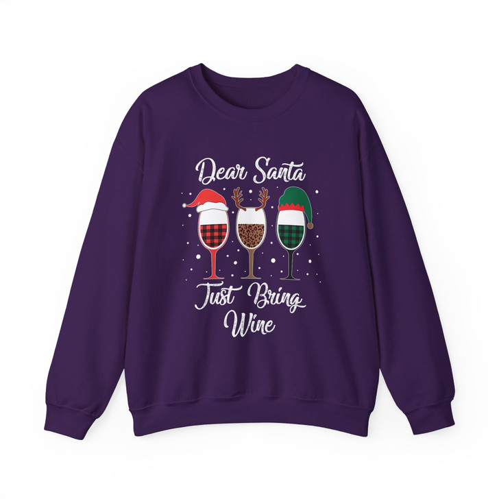 Dear Santa Just Bring Wine Funny Christmas Sweatshirt S-5XL