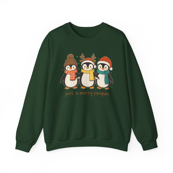 Retro Merry Penguin Christmas Funny Winter Sweatshirt S-5XL
