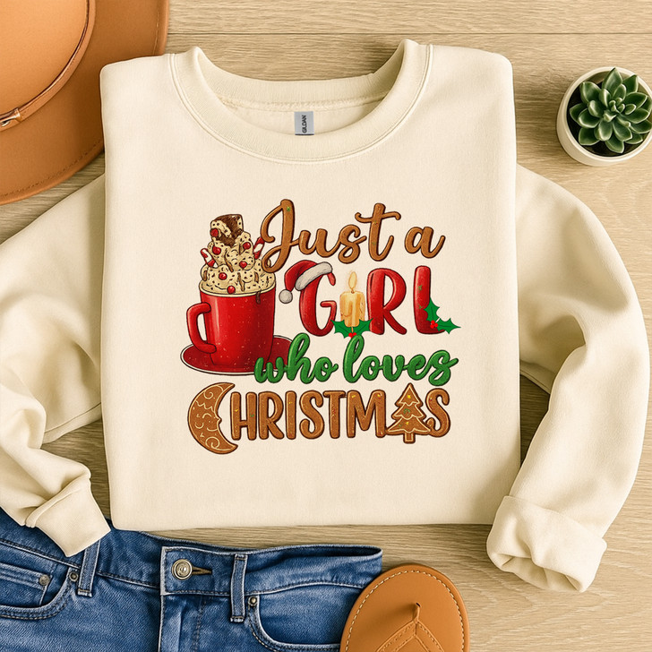 Just A Girl Who Loves Christmas Holiday Sweatshirt S-5XL