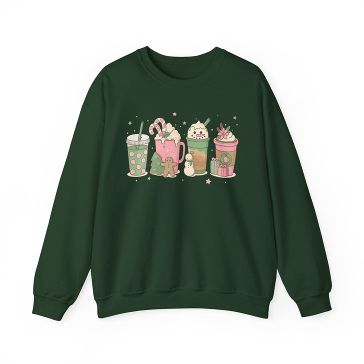 Festive Christmas Coffee Holiday Crewneck Sweatshirt S-5XL