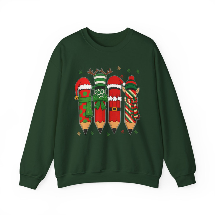 Festive Christmas Teacher Book Lover Sweatshirt S-5XL