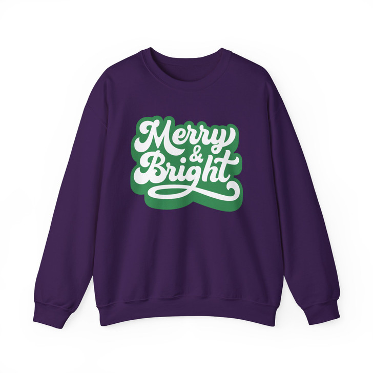 Festive Merry and Bright Christmas Crewneck Sweatshirt S-5XL