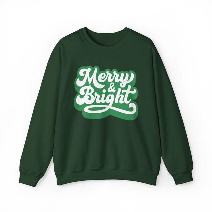 Festive Merry and Bright Christmas Crewneck Sweatshirt S-5XL