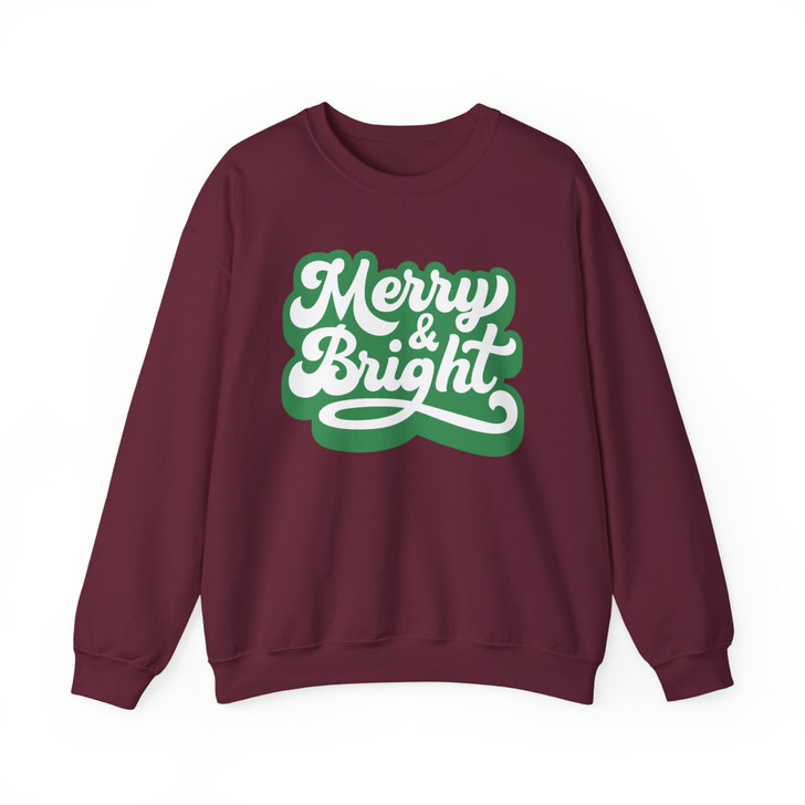 Festive Merry and Bright Christmas Crewneck Sweatshirt S-5XL