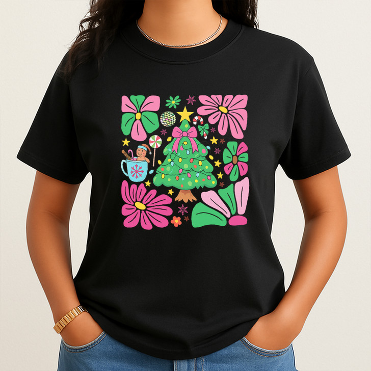 Cute Merry Christmas Family Tree Holiday Shirt T-shirt S-5XL