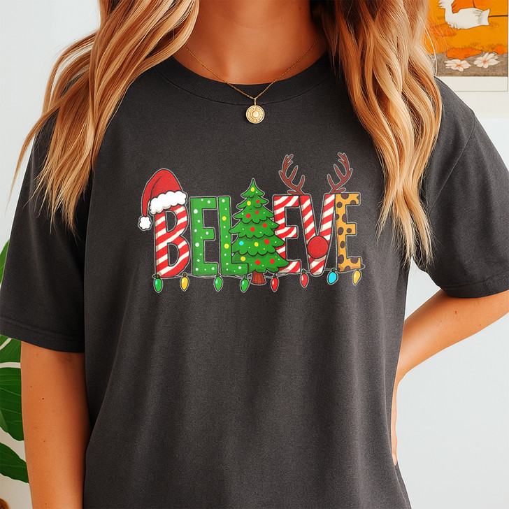 Believe in Christmas Family Holiday Shirt T-shirt S-5XL